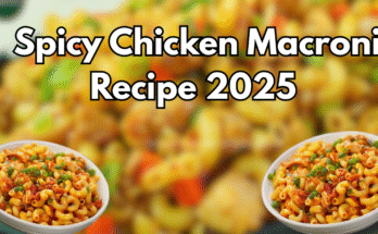 Bowl of spicy chicken macaroni with creamy pasta and bold flavors