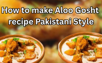 Delicious Aloo Gosht curry served with rice and roti – How to make Aloo Gosht Recipe at home in traditional Pakistani style.